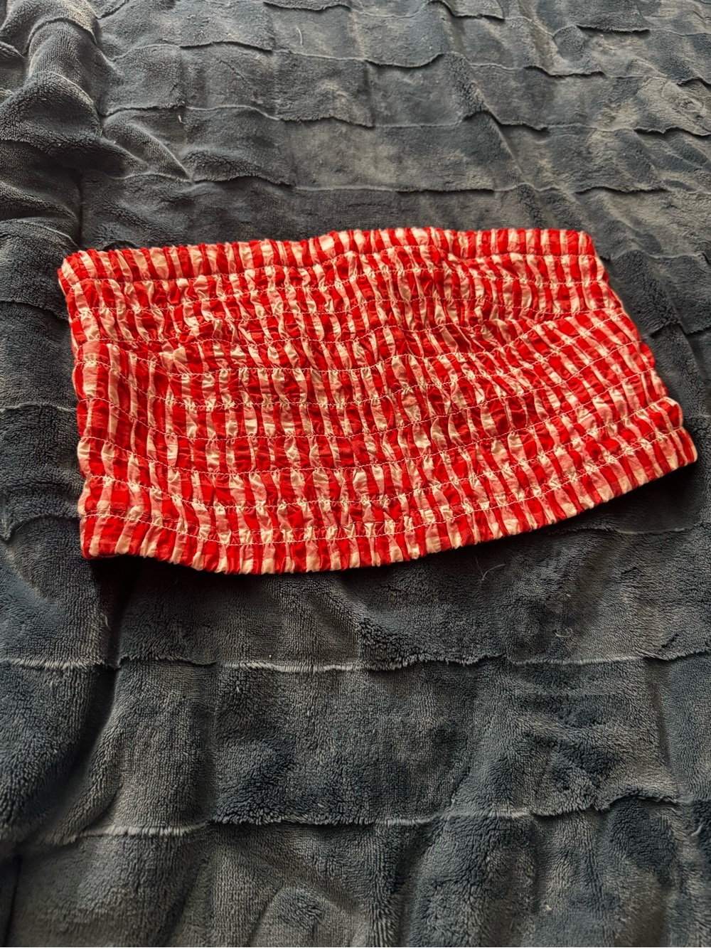 Universal Thread Red and White Smocked Bandeau Top